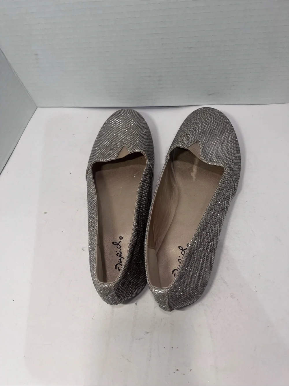 Qupid Silver Glitter Ballet Flats